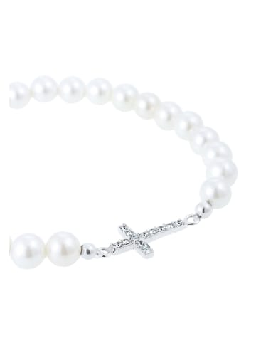Elli Armband 925 Sterling Silber Kreuz in Weiß