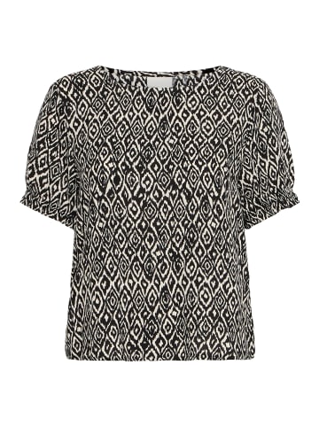 ICHI Kurzarm-Bluse IHVERA Regular fit in Black Ikat aop