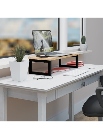 relaxdays Monitorständer in Natur/ Schwarz - (B)55 x (H)15 x (T)23 cm