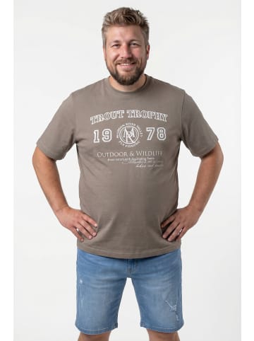 Men Plus Kurzarm T-Shirt in braun grau