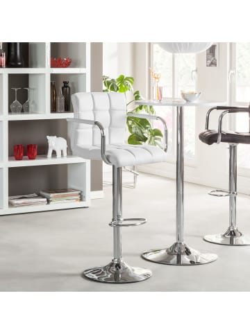 home24 Barstuhl Fitzgerald in Weiß / Chrom