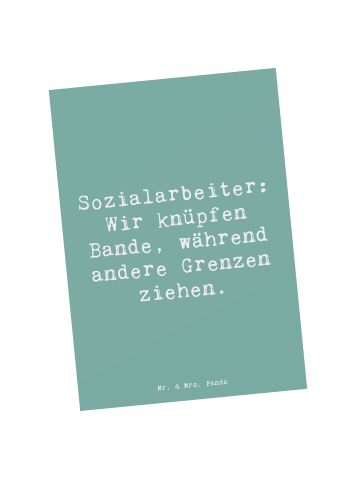 Mr. & Mrs. Panda Grußkarte Spruch Sozialarbeiterin Einheite knüpfen... in Meeresbrise