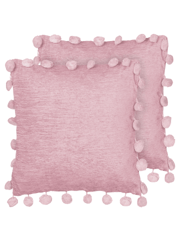 Beliani 2er-Set Dekokissen JASMINE in Rosa