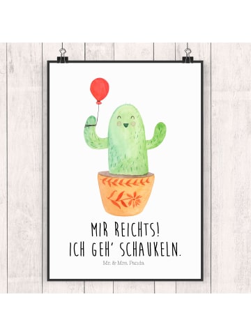 Mr. & Mrs. Panda Poster Kaktus Luftballon mit Spruch in Weiß