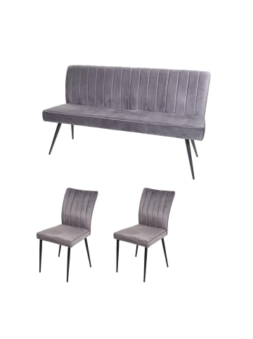 MCW Esszimmer-Set K16 2er-Set Stuhl+Sitzbank, Dunkelgrau