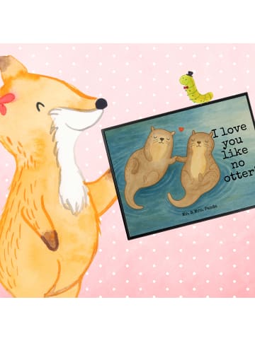 Mr. & Mrs. Panda Schreibunterlage Otter Hände halten Design mit ... in Weiß