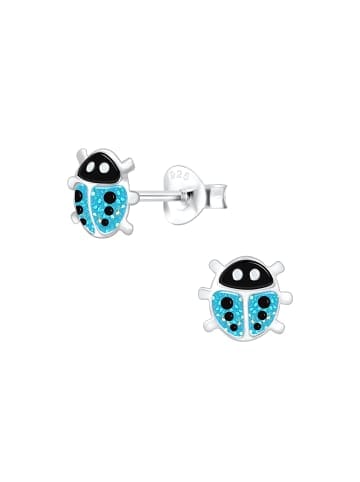 Alexander York Ohrringe, Ohrstecker MARIENKÄFER aqua in 925 Sterling Silber, 2-tlg. in silver