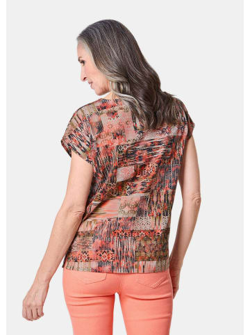 GOLDNER Ultraleichte Druckbluse aus reiner Baumwolle in papaya / gemustert