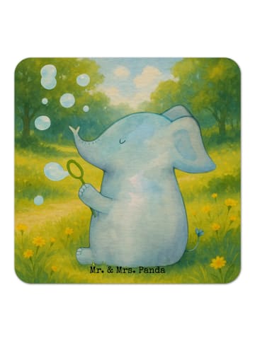 Mr. & Mrs. Panda Bierdeckel Elefant Seifenblasen Design ohne Spruch in Weiß
