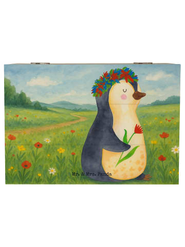 Mr. & Mrs. Panda Erinnerungskiste Pinguin Blumen Design ohne Spruch in Weiß