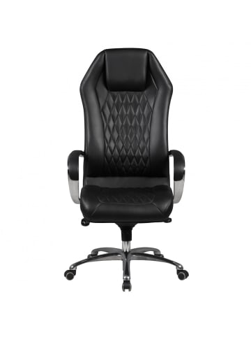 KADIMA DESIGN Chefsessel Echtleder | Multiblockwippmechanik, Lendenwirbelstütze in Schwarz