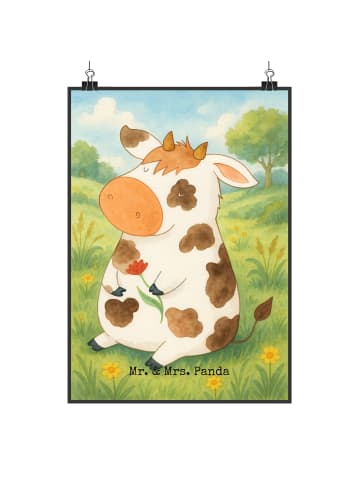 Mr. & Mrs. Panda Poster Kuh Design ohne Spruch in Weiß