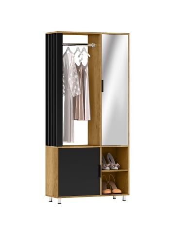 HOMCOM Garderobe Set-80L x 30B x 175H cm-Naturholz