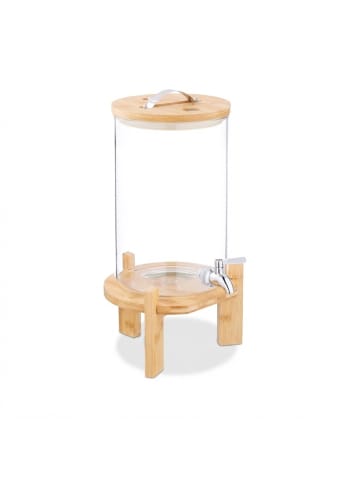 relaxdays Getränkespender in Transparent/ Natur - 8 Liter