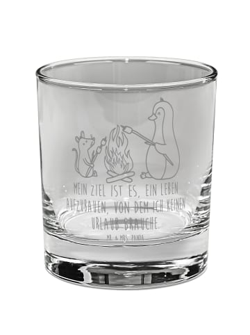 Mr. & Mrs. Panda Tumbler Glas Pinguin Lagerfeuer mit Spruch in Transparent