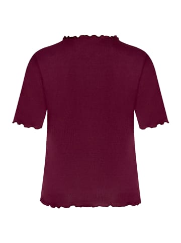CARTOON Halbarm-Shirt mit Kragen in Dark Aubergine