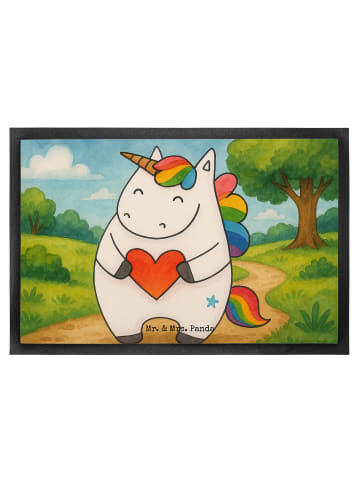 Mr. & Mrs. Panda Fussmatte Einhorn Herz Design ohne Spruch in Weiß