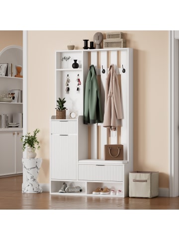 ABRIHOME 6 in 1 Eingangsschrank mit Wäscheständer und Spiegel 100*30*180cm