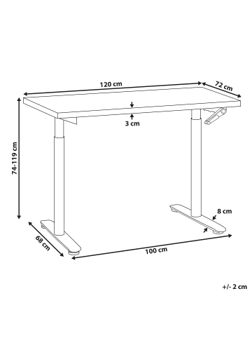 Beliani Höhenverstellbarer Schreibtisch DESTINAS in Schwarz/Weiß