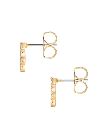 Lulu & Jane Ohrstecker Kleeblatt aus Messing mit Zirkonia in gelbgold