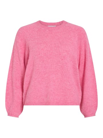 Vila Pullover mit Rundhals, langen Ärmeln und geripptem Saum in Pink