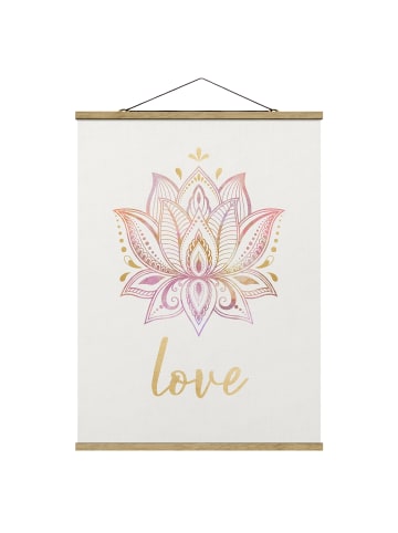 WALLART Stoffbild - Mandala Namaste Lotus Set gold rosa in Gold