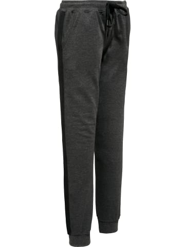 Erwin Müller Interlock-Jersey Freizeithose, lang mit Bündchen in anthrazit meliert-schwarz