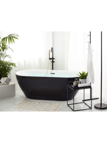 Beliani Freistehende Badewannen CARRERA in Schwarz/Silber - (W) 75 x (H) 58 x (L) 150 cm