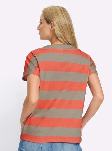 Heine T-Shirt in koralle-sesam-geringelt