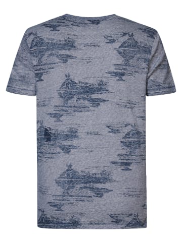 Petrol Industries T-Shirt mit Allover-Muster Bask in Blau