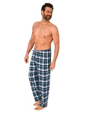 NORMANN Flanell Schlafanzug Pyjama Hose Karo - 76583 in türkis