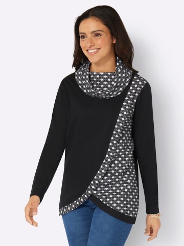 WITT WEIDEN Rollkragenshirt in schwarz-ecru-bedruckt