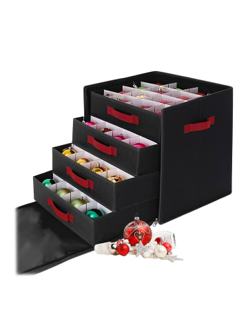 relaxdays Weihnachtskugel-Aufbewahrungsbox in Schwarz - (B)36,5 x (H)40 x (T)36,5 cm