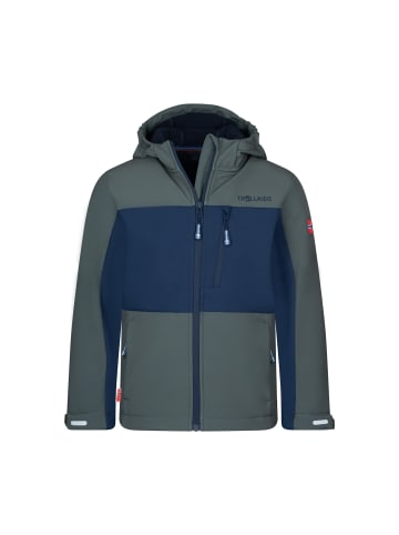 Trollkids Softshell-Jacke "Bergsfjord" in Efeugrün/Marine