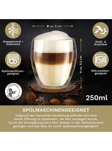 Creano 2er Set Thermoglas dg-b "Kaffeeglas/Teeglas" - 250ml Glas