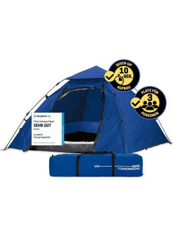 Where Tomorrow Pop Up Kuppelzelt für 3 Personen 245x195x120cm blau Blau