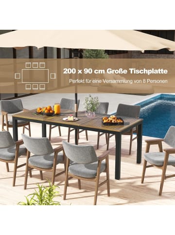 COSTWAY Gartentisch Akazienholz 200cm in Braun