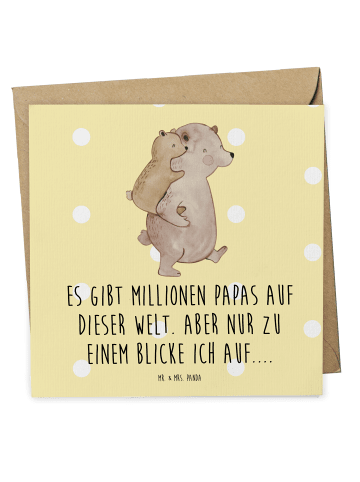 Mr. & Mrs. Panda Einladungskarte Papa Bär mit Spruch in Gelb Pastell