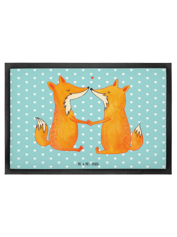 Mr. & Mrs. Panda Schmutzfangmatte Füchse Liebe ohne Spruch in Türkis Pastell