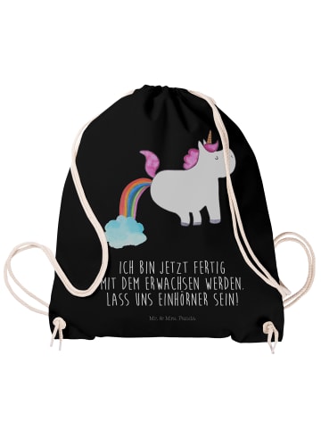 Mr. & Mrs. Panda Sportbeutel Einhorn Pupsen mit Spruch in Schwarz