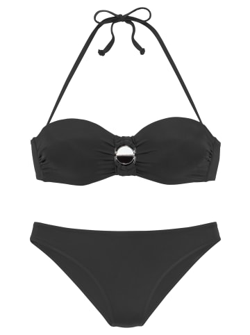 JETTE Bügel-Bandeau-Bikini in schwarz