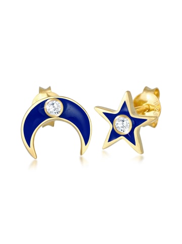 Elli Ohrringe 925 Sterling Silber Astro, Halbmond, Sterne, Stern in Gold