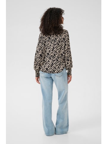 Kaffe Langarm-Bluse KAdina Regular fit in Black/Feather Grey Lines