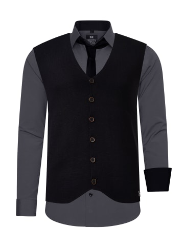 Rusty Neal Hemd mit Weste und Krawatte 3er Set in Anthrazit