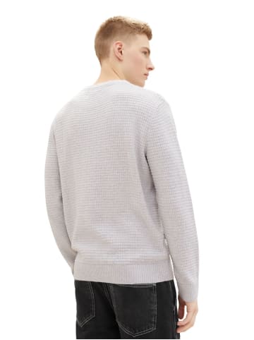TOM TAILOR Denim Pullover STRUCTURED DOUBLELAYER in Grau