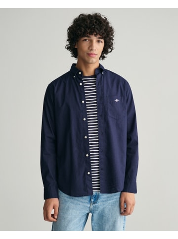 Gant Regular Fit Baumwoll Leinen Hemd in Blau