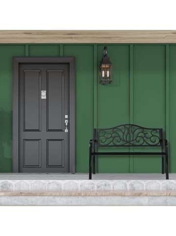 relaxdays Gartenbank in Schwarz - (B)127,5 x (H)90 x (T)63 cm