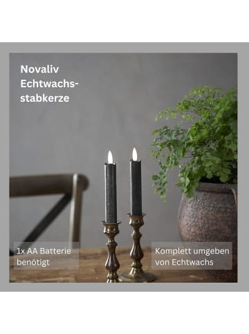 Novaliv Stabkerzen LED mit Timer GRAU 2er indoor mit Timer Funktion 6 Stunden in Grau