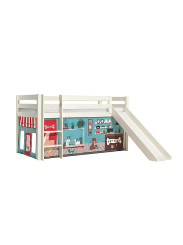 58 aufm Kessel KINDERBETT mit Rutsche Karolina Massivholz Weiß Textilset Pet Shop