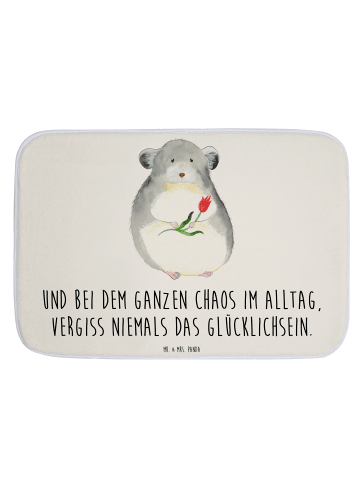 Mr. & Mrs. Panda Badteppich Chinchilla Blume mit Spruch in Weiß